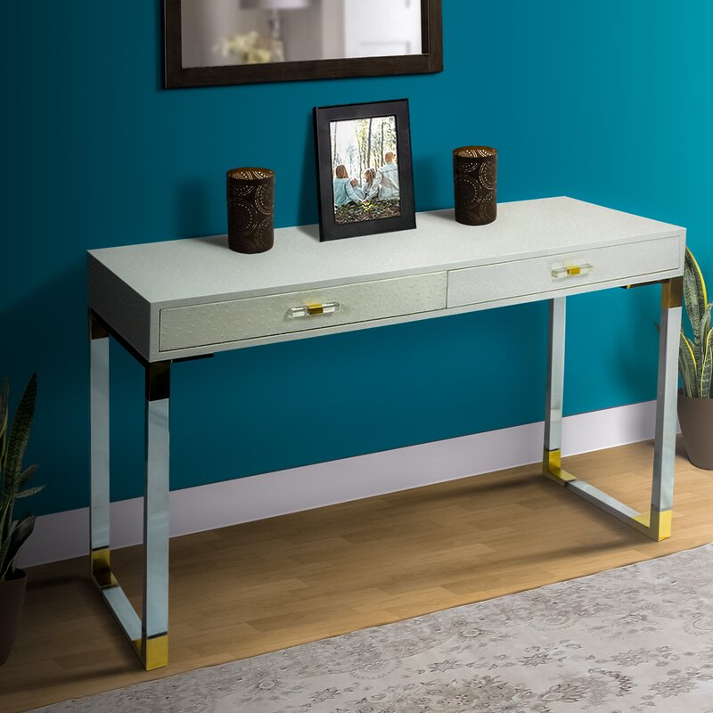 Mercer41 2 Drawer Wooden Console Table With Acrylic Legs
