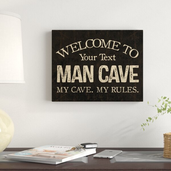 Man Cave House Rules Typography SINGLE CANVAS WALL ART Picture Print VA 