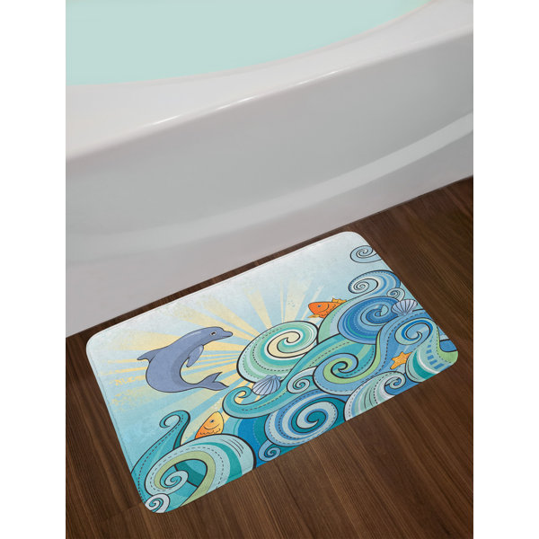 East Urban Home Sea Animals Cartoon Dolphin Fish Bath Rug Wayfair