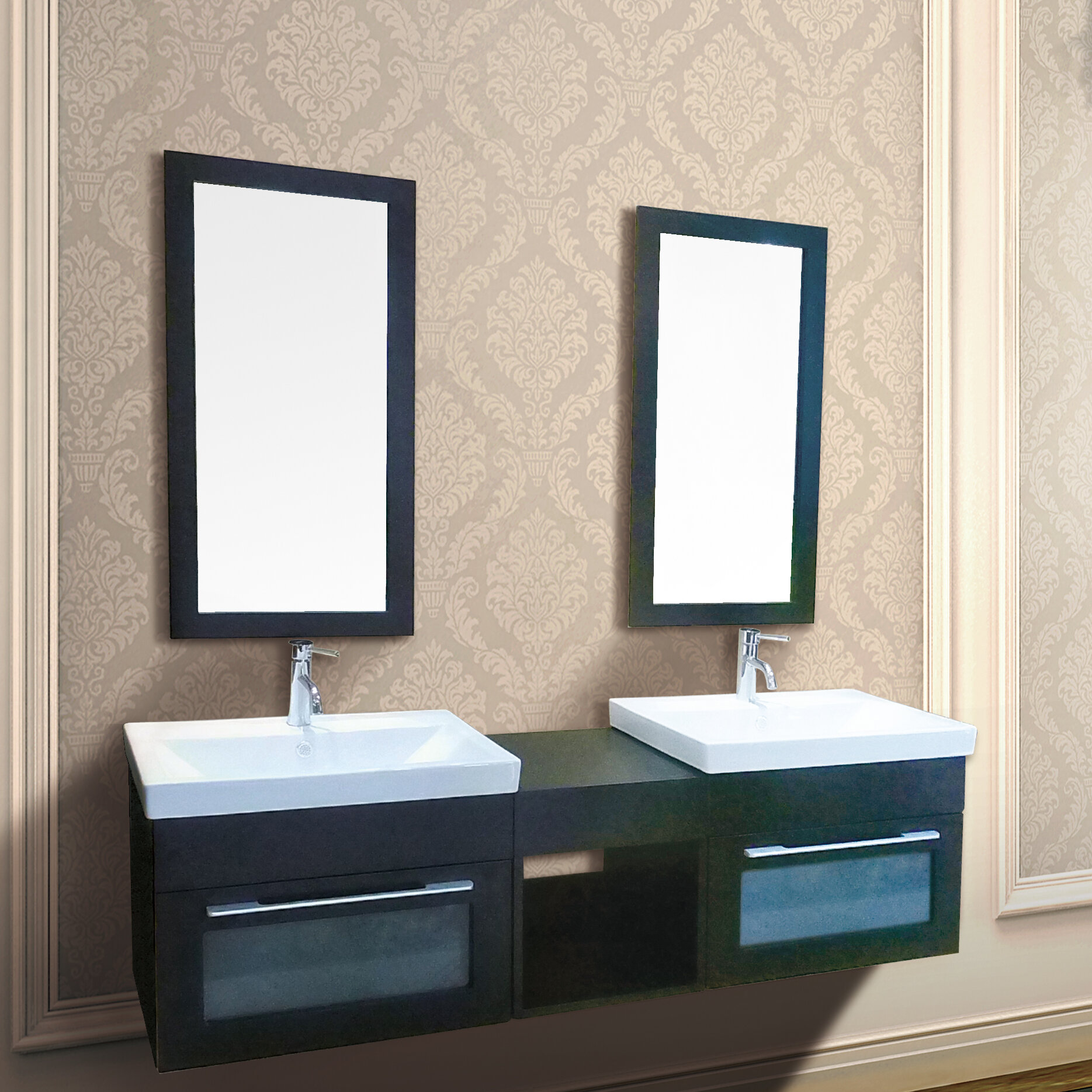 Dawn Usa Rome 62 Wall Mounted Double Bathroom Vanity Set With Mirror Wayfair