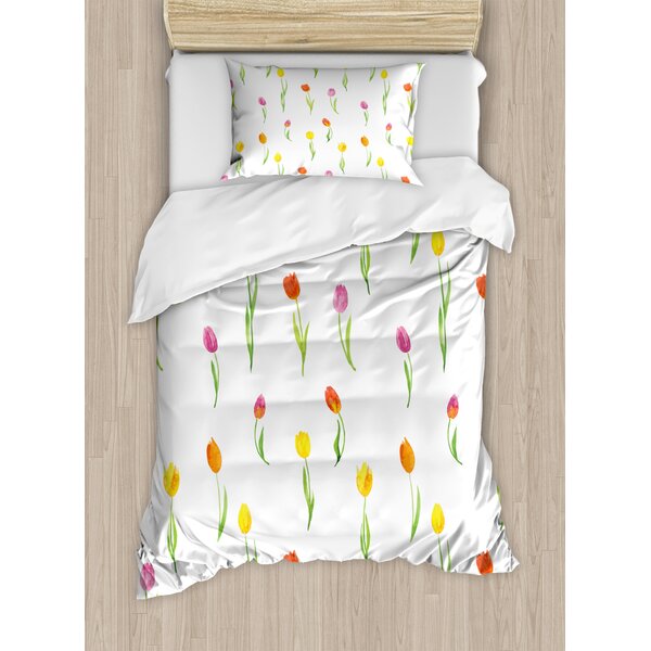 East Urban Home Ambesonne Watercolor Flower Duvet Cover Set