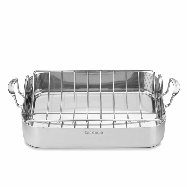 13.5-Inch Gray Chicago Metallic Pro Non-Stick Roast and Broil Baking Pan with Rack 
