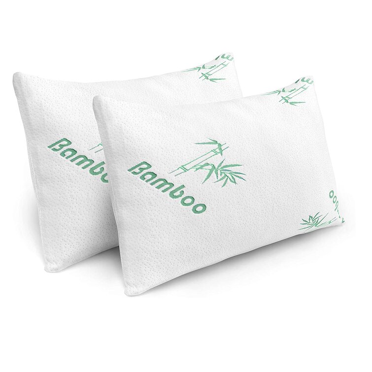 2 pack Memory-Foam Hypoallergenic Bamboo Pillows Medium Comfort Pillow