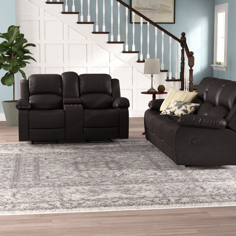 red barrel studio harton 2 piece faux leather reclining living room set reviews wayfair
