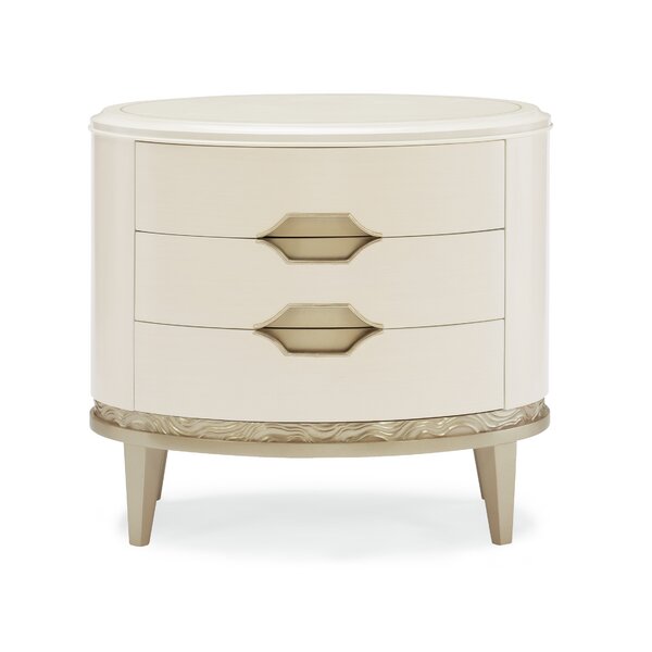 Caracole Compositions Adela 3 Drawer Nightstand In White Taupe Wayfair