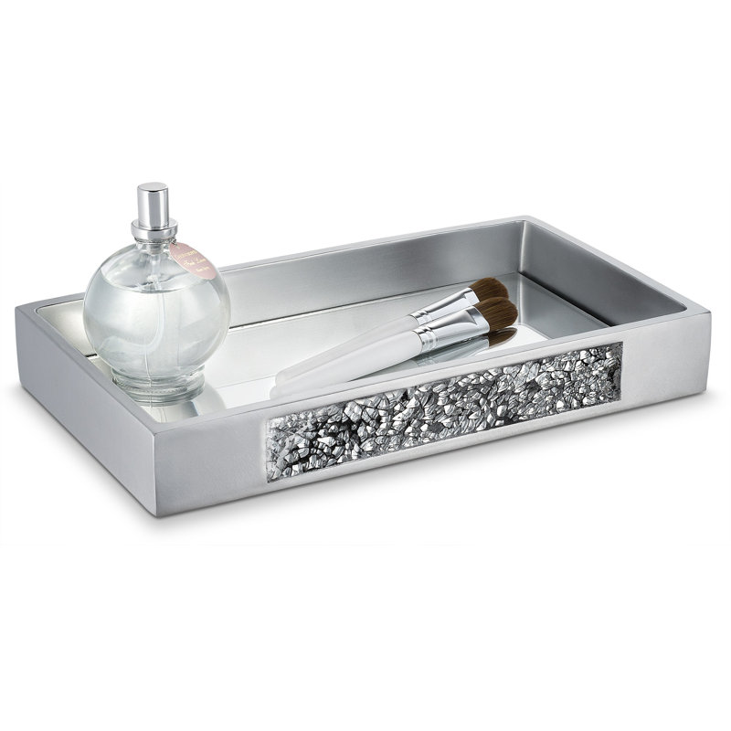House Of Hampton Silver Mosaic Vanity Bathroom Accessory Tray Vanity Bathroom Accessory Tray