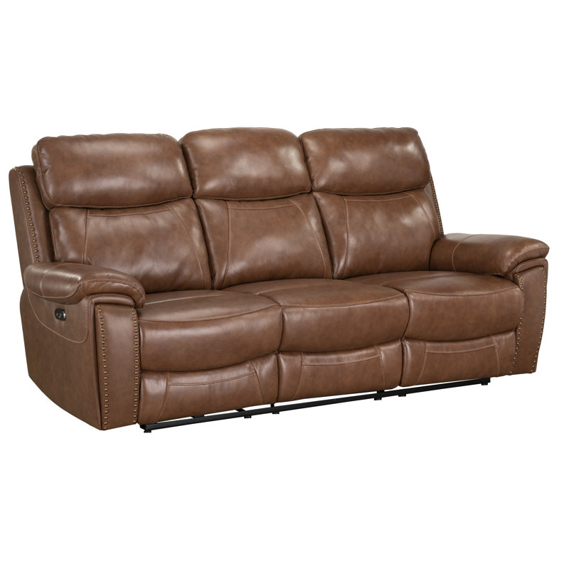 Loon Peak Yeager Genuine Leather Reclining Sofa Reviews Wayfair