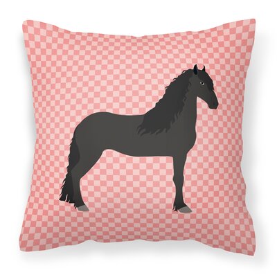 Horse Check Outdoor Throw Pillow East Urban Home Color: Pink, Size: 18
