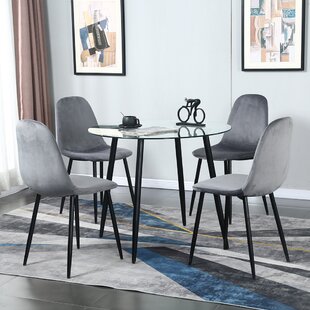 Velvet Fabric Dining Chairs Metal Legs Living Room Dinning Room Chair Set of 2/4 