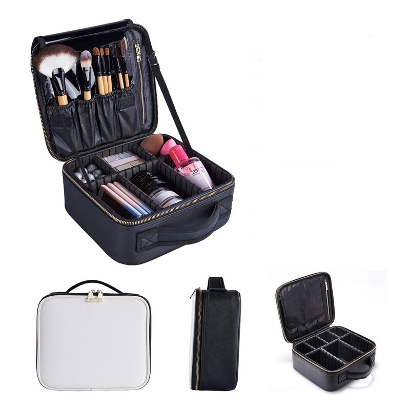 Rebrilliant Makeup With Adjustable Dividers Portable Travel Cosmetic ...