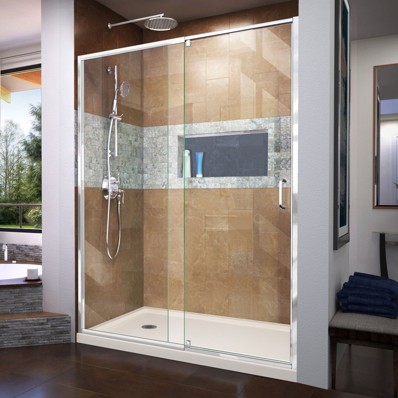 Dreamline Flex Dreamline 60 X 74 75 Rectangle Pivot Shower Enclosure With Base Included Reviews Wayfair