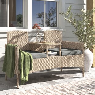 Details about   Outdoor Porch Furniture Patio Garden Bench Steel Frame Rattan 