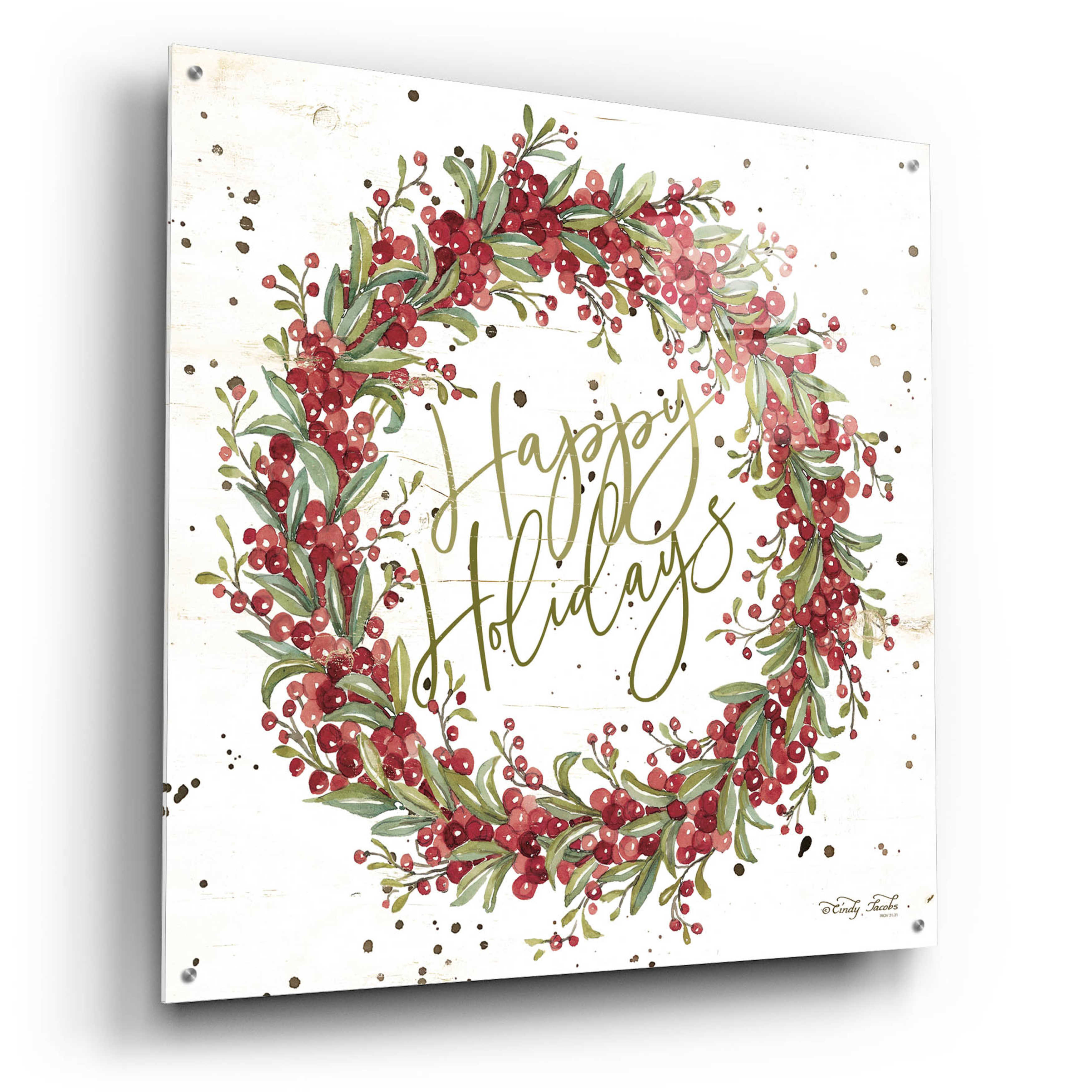 The Holiday Aisle® Happy Holidays Berry Wreath by Cindy Jacobs on