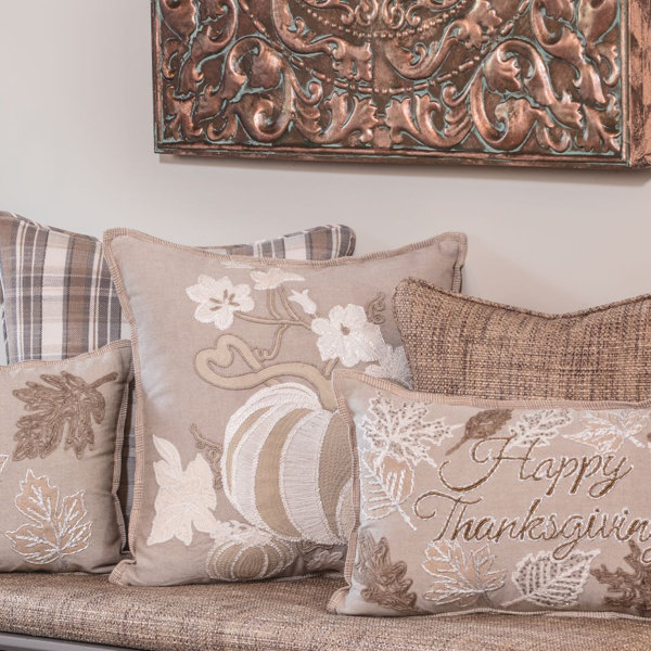 August Grove Dawnview Harvest Pumpkins Cotton Throw Pillow Wayfair