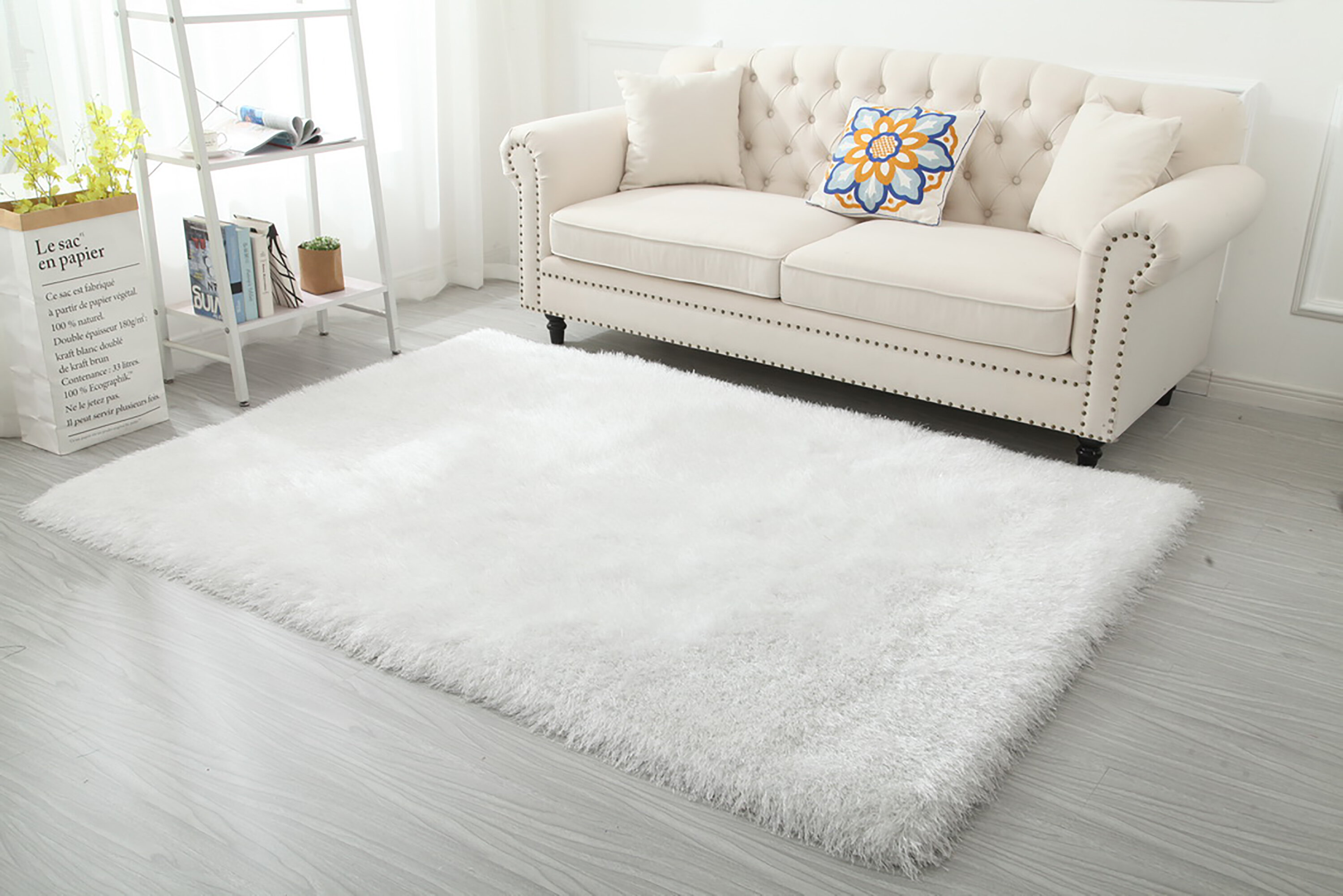 Latitude Run Castlebourne Half Moon Shag White Rug Wayfair