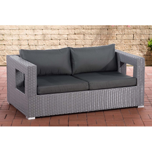 1x Seitenteil Poly-Rattan Sofa Sevilla modulare Gastronomie-Qualität grau