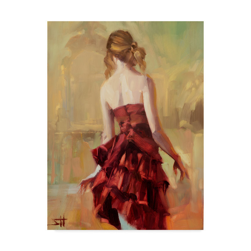 Trademark Art Steve Henderson Girl In Red Dress Wrapped Canvas