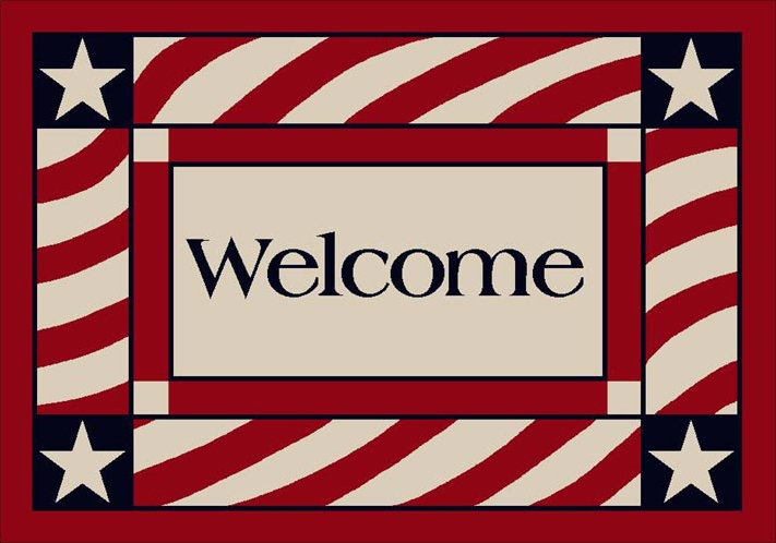 August Grove Haxby Patriotic Welcome America Indoor Door Mat Reviews Wayfair