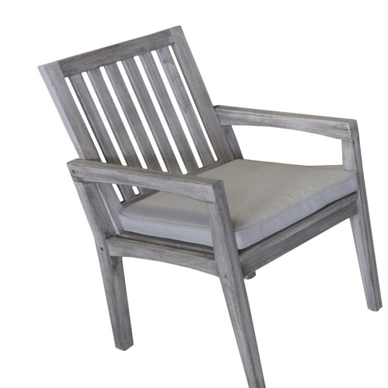Gracie Oaks Jessica Casual Teak Patio Dining Chair With Cushion