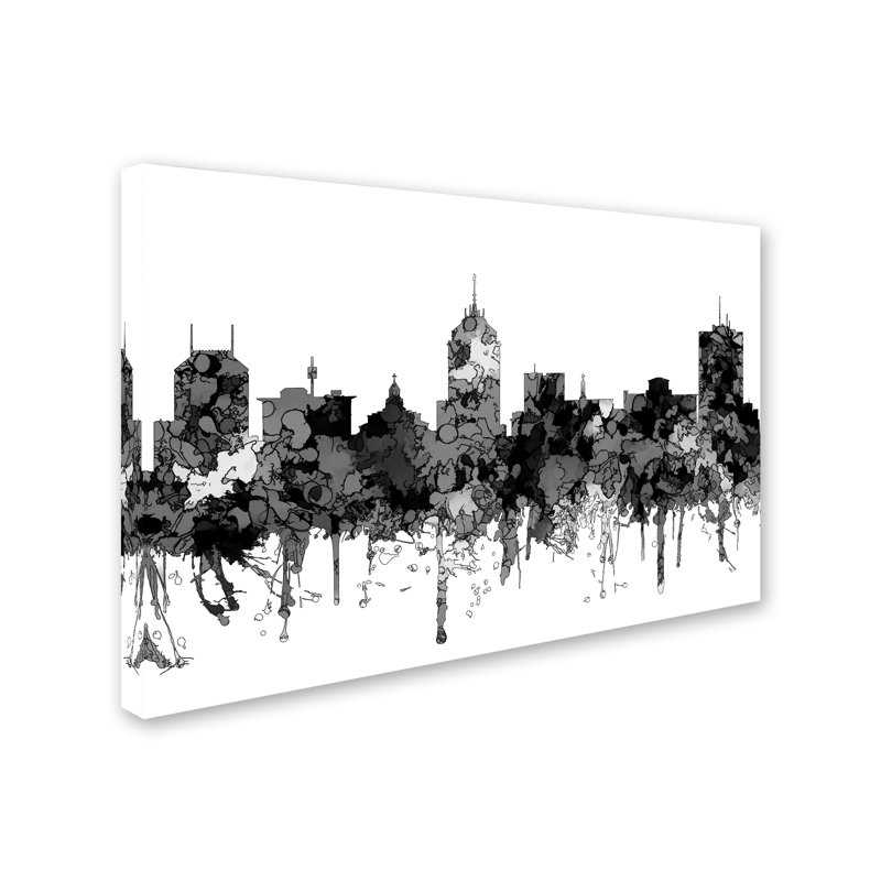 Trademark Art Fresno California Skyline Bw Graphic Art Print On Wrapped Canvas Wayfair