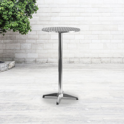 Brincken 23.25" Round Aluminum Indoor/Outdoor Bar Height Table with Flip-Up Top by Flash Furniture