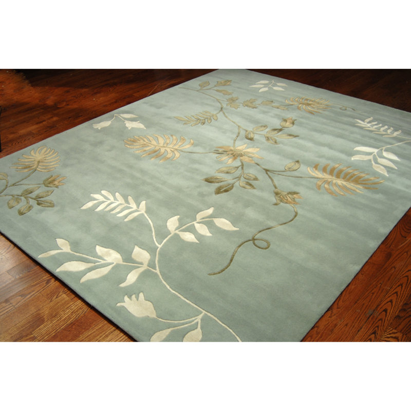 Winston Porter Armstrong Floral Hand Tufted Wool Light Blue Area Rug Reviews Wayfair