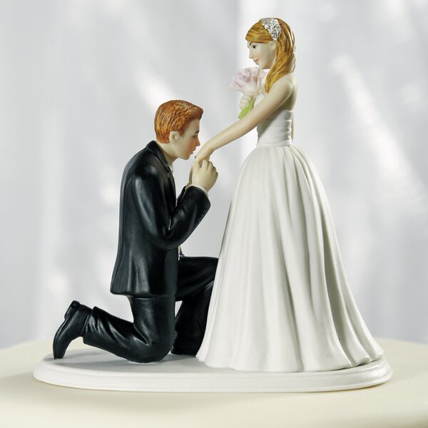 Bride and Groom Wedding Cake Topper Groom on Bended Knee Cake Topper 