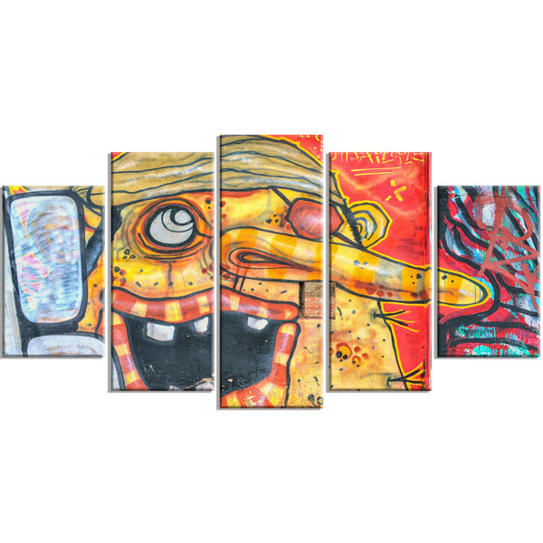 Designart Funny Street Art Graffiti 5 Piece Painting Print On