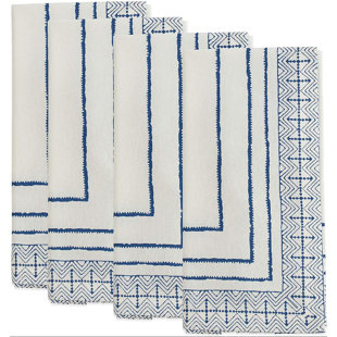 Hand Block Print Jaipur Paisley Napkins Table Linen Cotton Beautiful 4 PC Set 