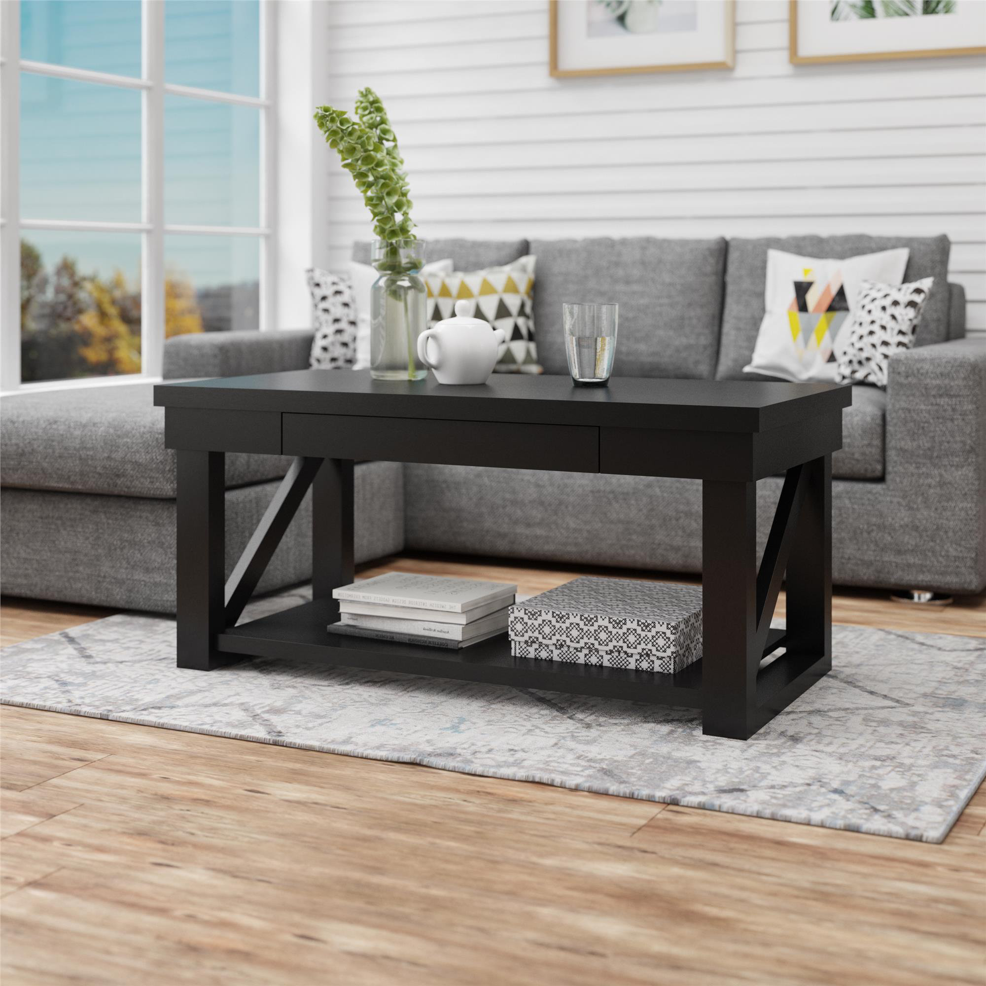 Longshore Tides Cornville Floor Shelf Coffee Table with Storage