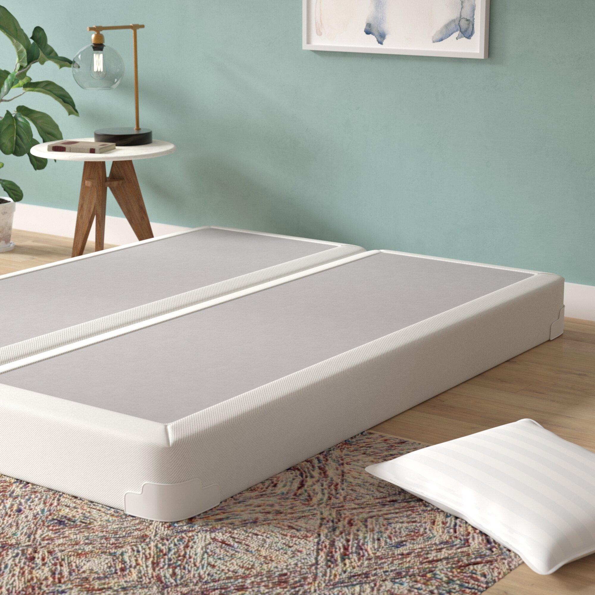 Queen White Spinal Solution 4-Inch Low Profile Split Wood Traditional Boxspring/Foundation