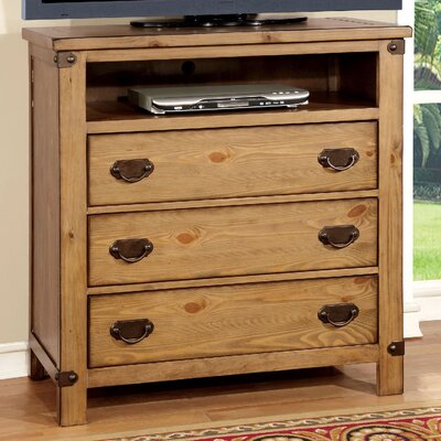 Shellson 3 Drawer Media Chest Millwood Pines