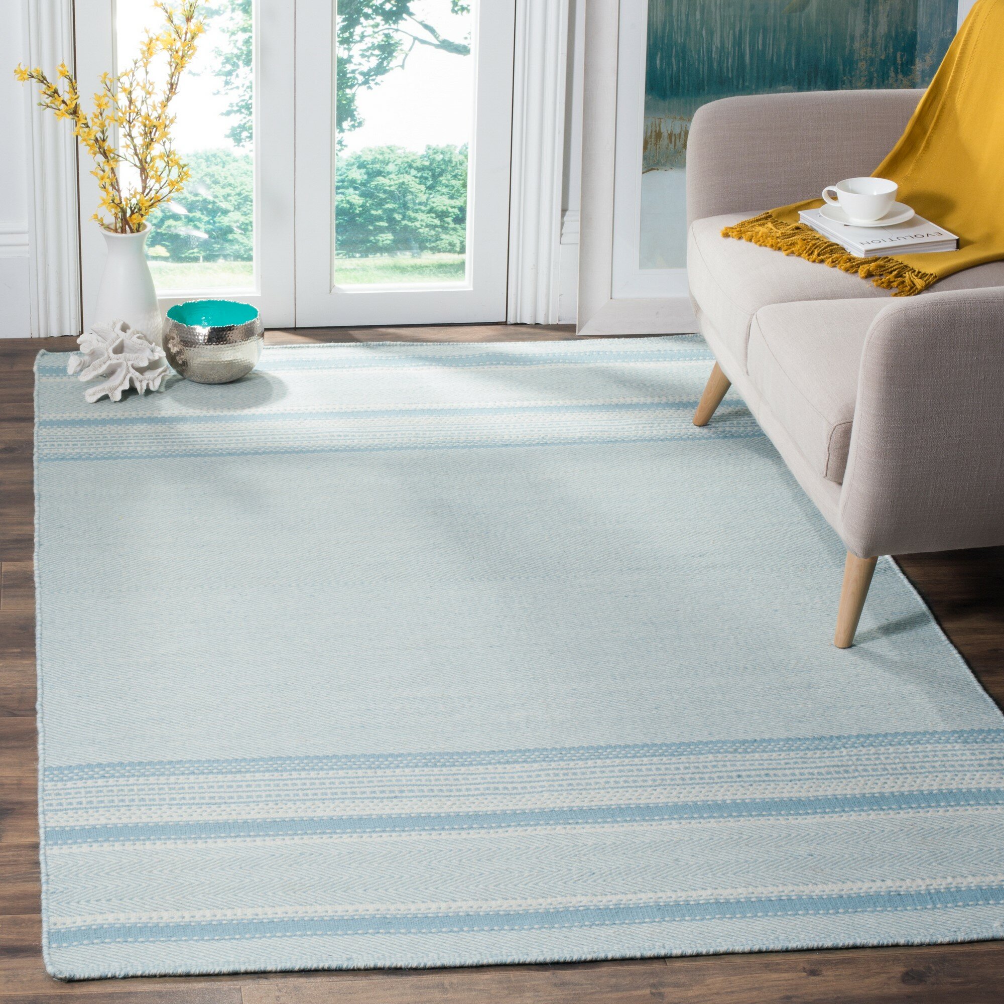 New 100% Wool Hand Woven Flat-Weave Modern Dhurrie Oriental Area Rug Carpet 4x6 