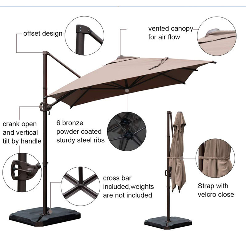 Canora Grey Walter 9 X 7 Rectangular Cantilever Umbrella Reviews Wayfair