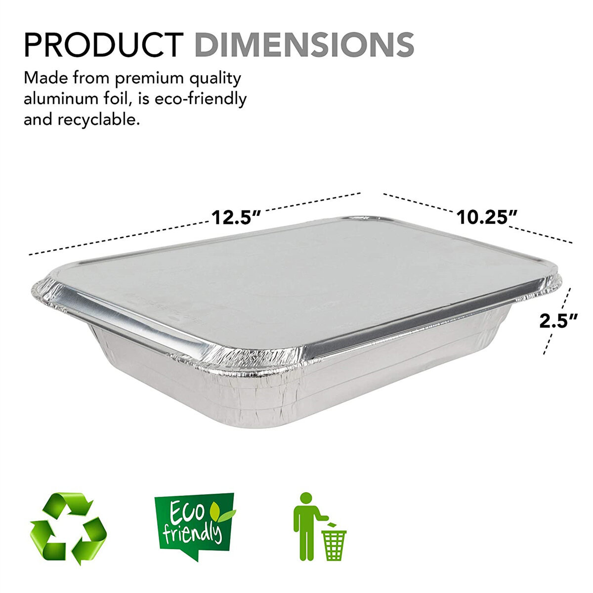 Pack of 25 Disposable Aluminum Foil Pans Food Storage Containers With Lids 