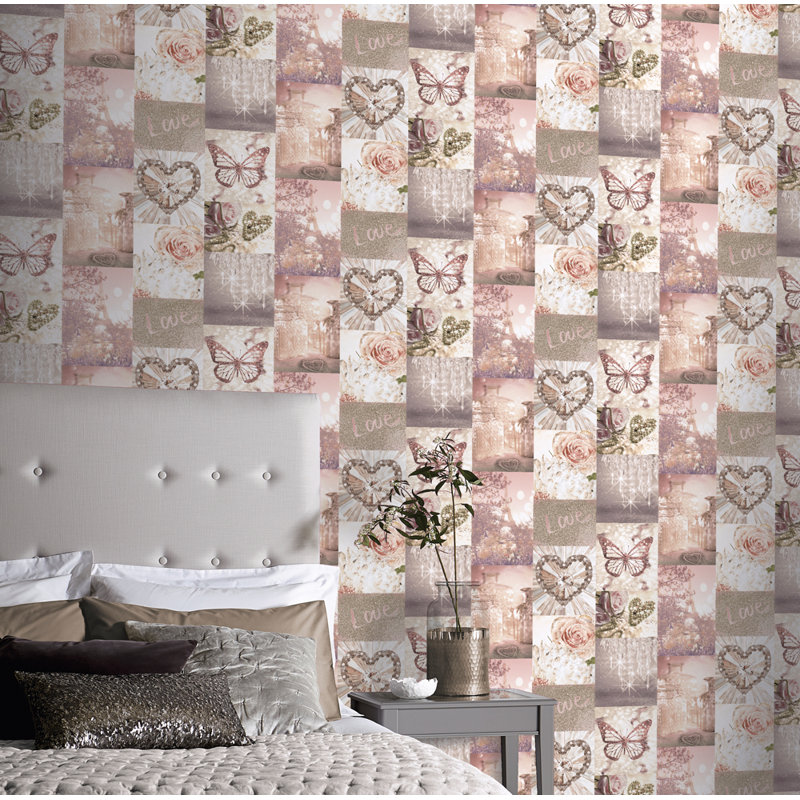 Love Paris 10 5m X 53cm Glitter Wallpaper Roll