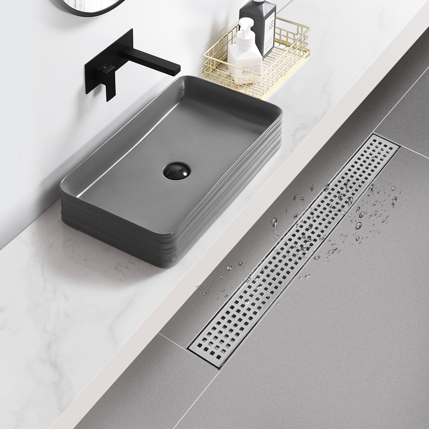 Sanitemodar Linear Grid Shower Drain Wayfair