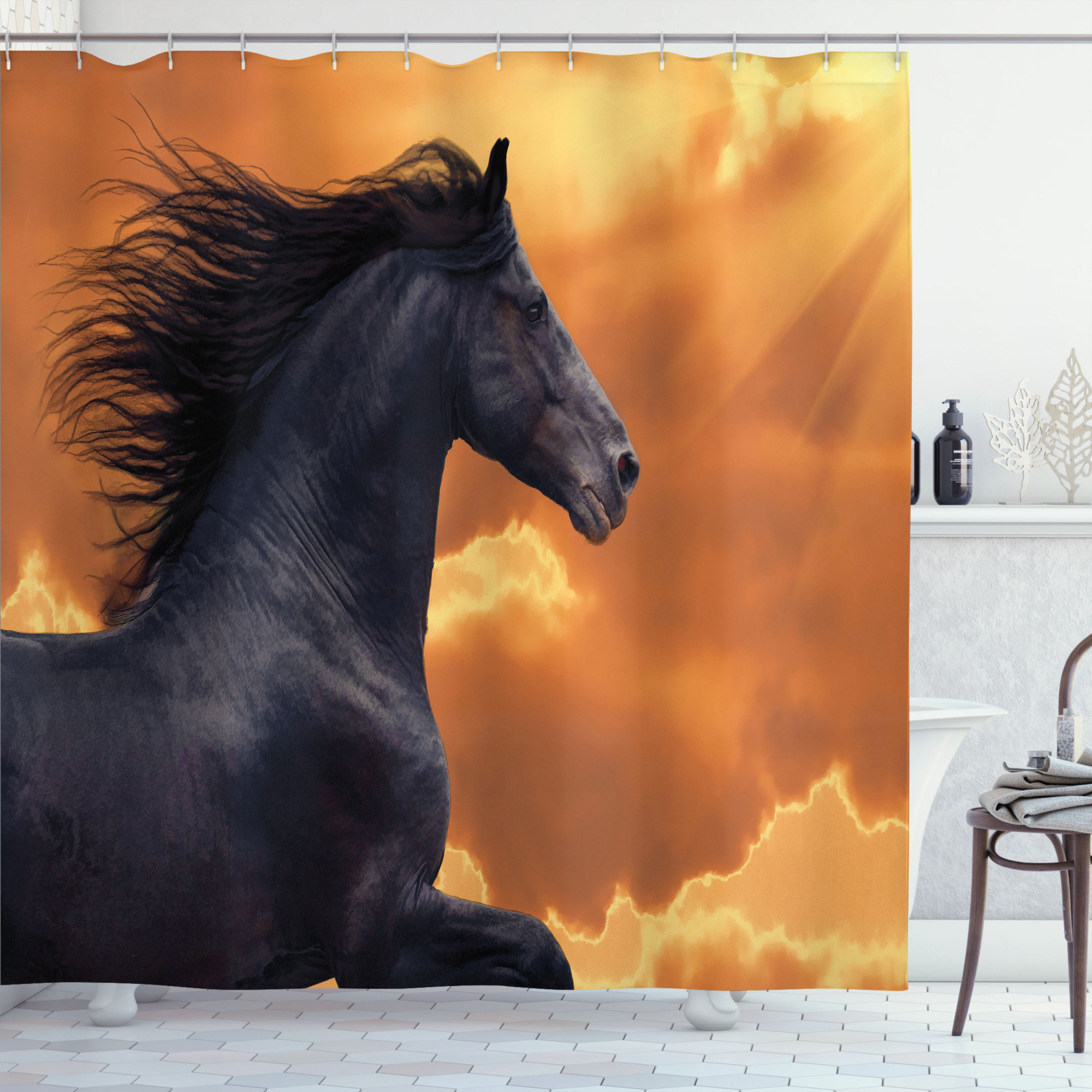 East Urban Home Horses Shower Curtain Set + Hooks Wayfair
