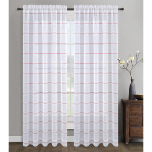 Chamon Striped Sheer Rod Pocket Curtain Panels (Set of 2)
