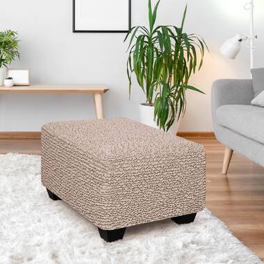 oatmeal Stretch Suede Ottoman Slipcover by sure fit cream 