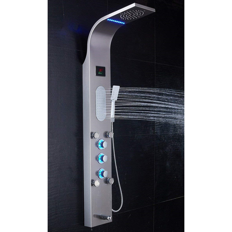 ello allo led 55 shower panel with dual shower head and handheld reviews wayfair