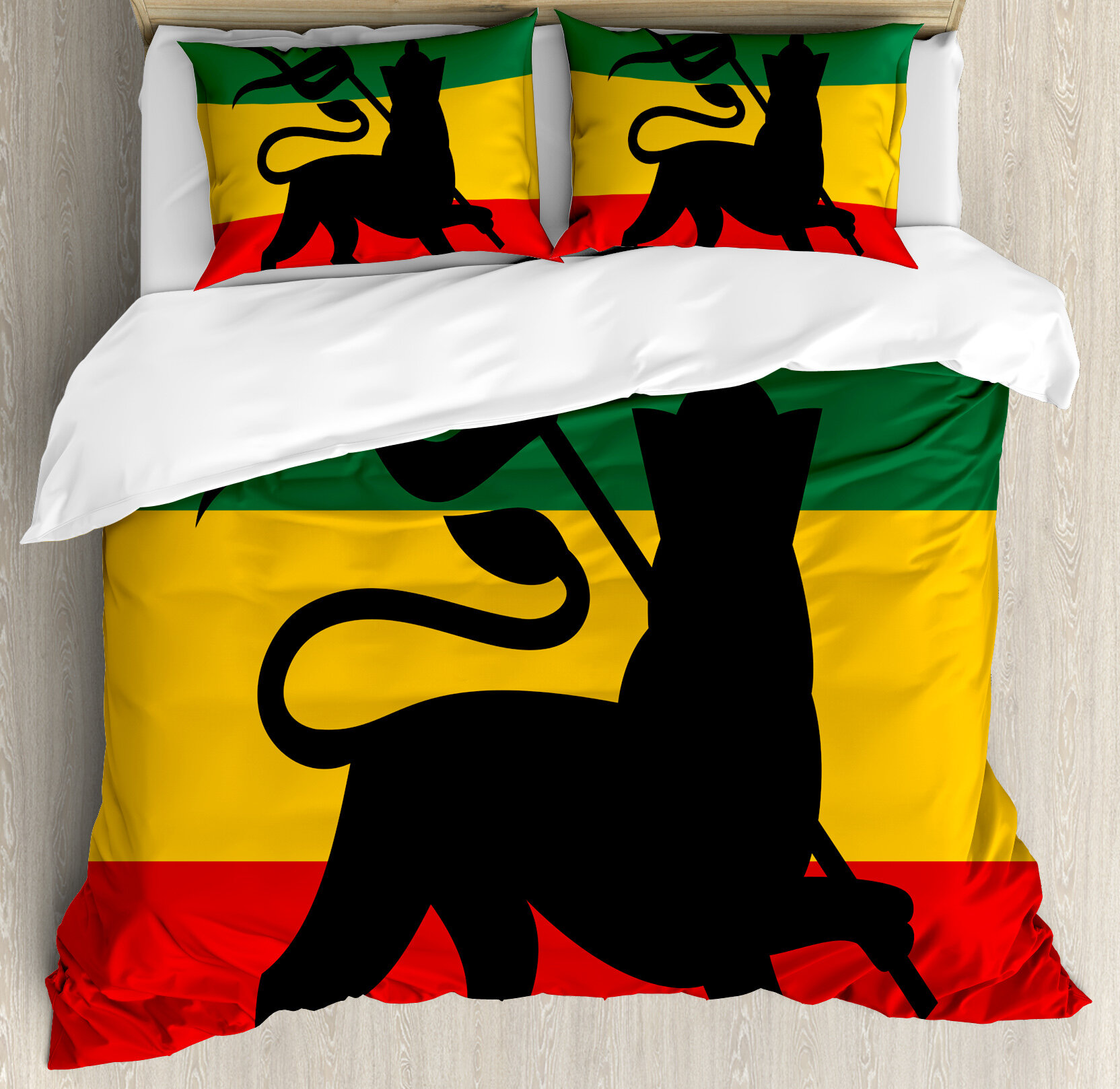 Ambesonne Rasta Flag With Judah Lion On Reggae Music Inspired