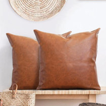 round leather throw pillows
