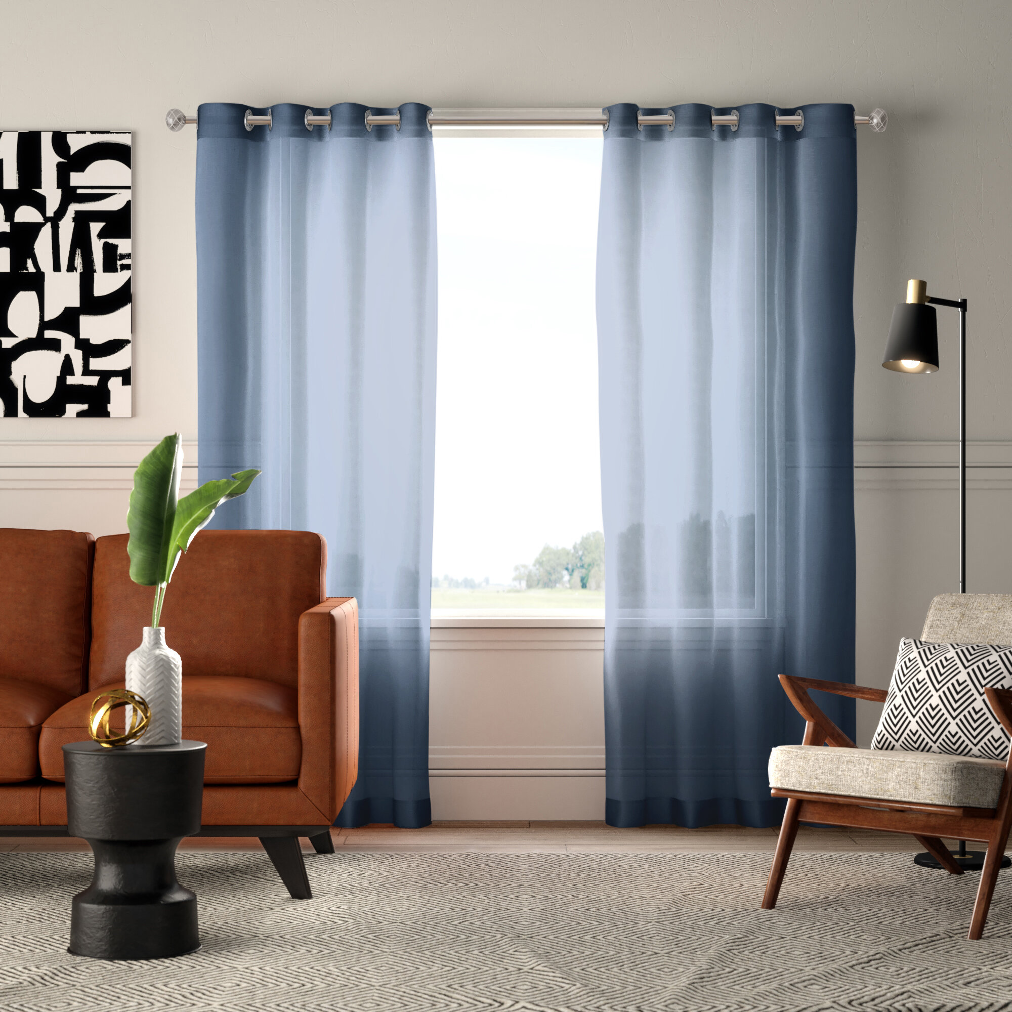 Blue Living Room Curtains / Contemporary Solid Blue Curtain Modern