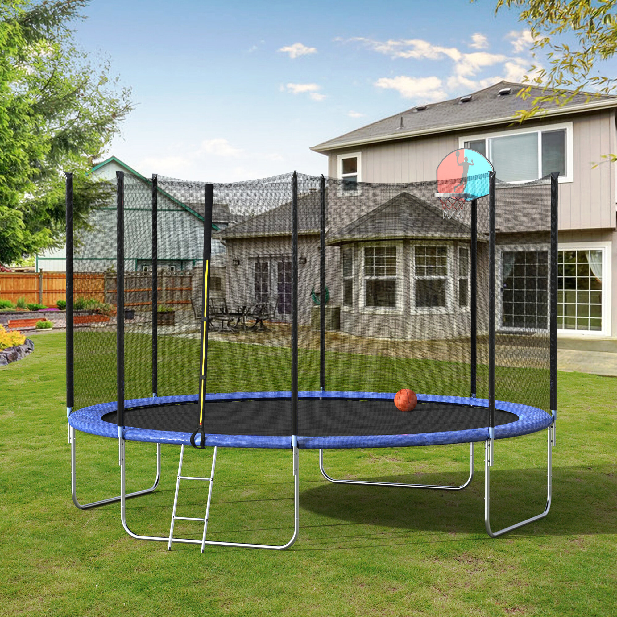 Round Trampoline with safety Enclosure all in one combo set & Lifetime warranty