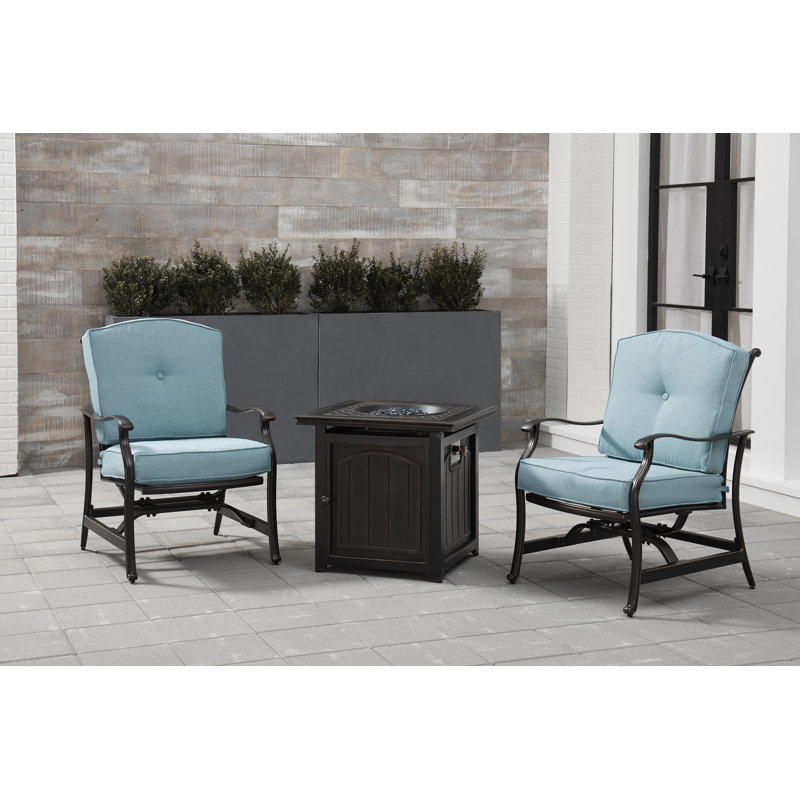 Fleur De Lis Living Carleton 3 Piece Fire Pit Chat Set In Blue