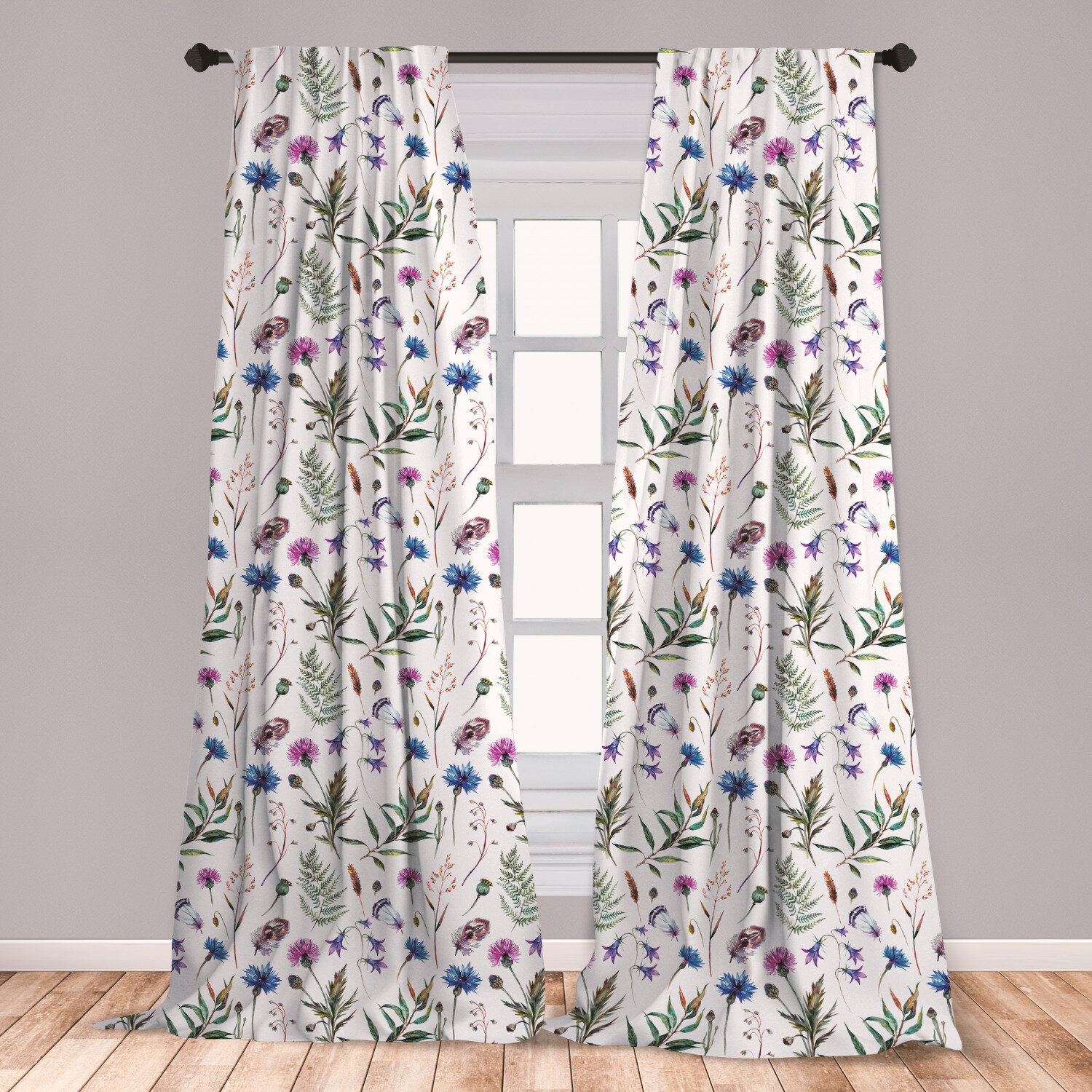 Curtain Panels Summer Irises Floral Curtains Modern Window Treatments Green Purple Window Curtains For Bedroom Kitchen Living Room Curtains Window Treatments Home Living Delagecombr