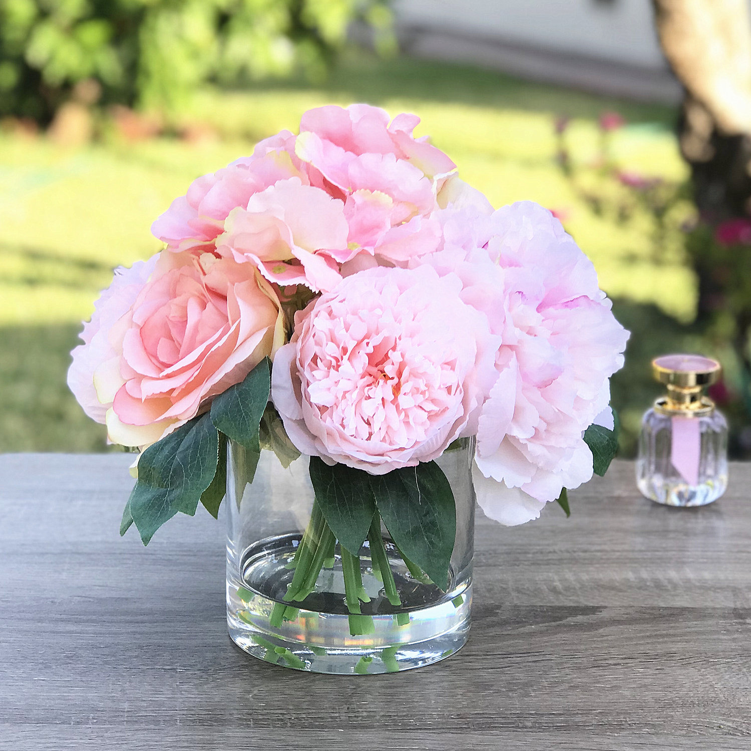 Primrue Rose Floral Arrangement in Glass Vase Wayfair