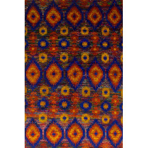 One-of-a-Kind Bert Hand-Knotted Silk Blue/Dark Copper Area Rug