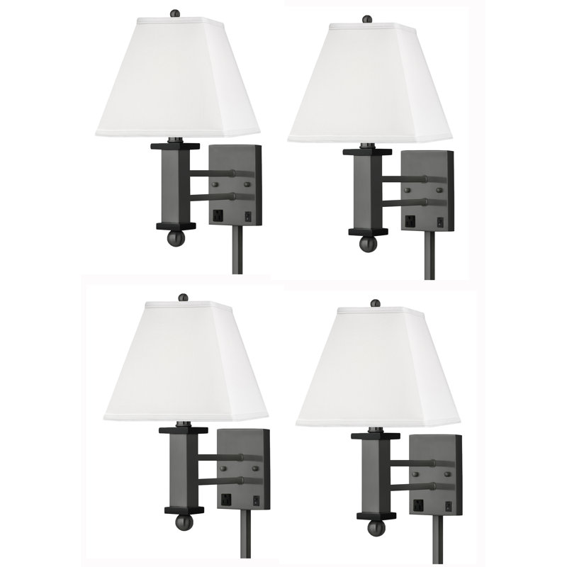 Medallion Lighting Gunmetal Square Post 1 Light Plug In Black Accents Armed Sconce Wayfair